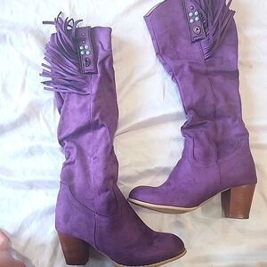 Dallas Purple fringe western riding boots size 7.5